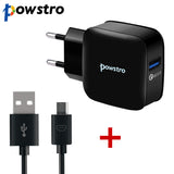 Powstro fast chager QC2.0 3.0 charger + V8 Micro USB Cable Fast Charging Android Cable for Samsung Sony LG Huawei xiaomi meizu