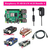 Original Raspberry Pi 4 Model B Kit + Aluminum Case + Heat Sink + 3A Switch Power + Micro HDMI Option 64 32GB SD Card |Reader