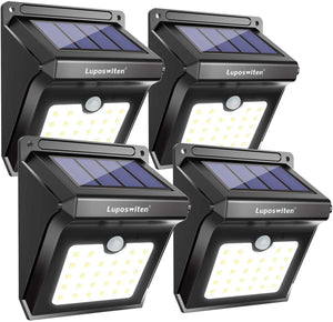 28 LEDs Solar Lights Outdoor, Luposwiten Solar Motion Sensor Lights Wireless Security Lights, 400 Lumen Waterproof Solar Powered