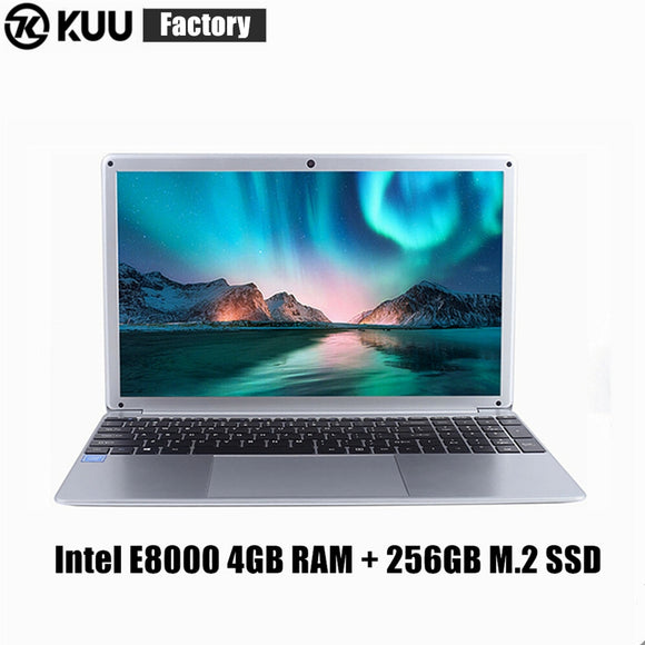 KUU YEPBOOK Laptop 15.6 Inch IPS Screen For Intel E8000 Quad Core 256GB M.2 SSD Netbook HDMI WiFi Bluetooth for office study