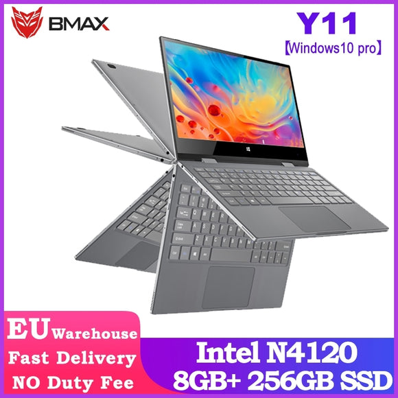 BMAX Y11 Laptop 11.6 Inch Quad Core Intel N4120 1920*1080 IPS Screen 8GB LPDDR4 RAM 256GB SSD ROM Notebook Windows10