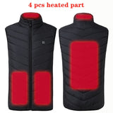 New 9 Places Heated Vest Men Women Usb Heated Jacket Heating Vest Thermal Clothing Hunting Vest Winter Heating Jacket BlackS-6XL