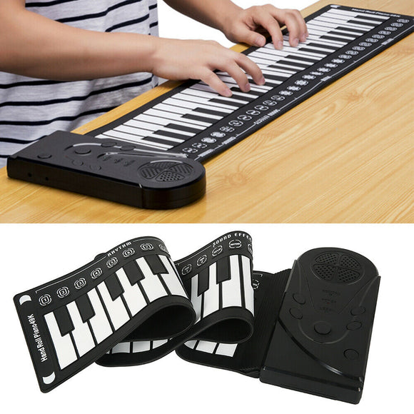 USB Hand Roll Up Piano Portable Folding Electronic Organ Keyboard Instruments 49 Key for Music Lovers Playing Accessories