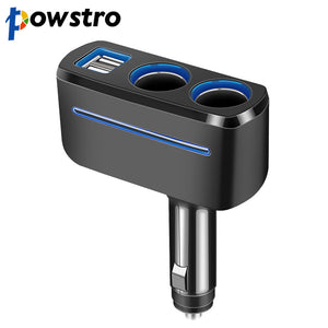 Powstro Dual USB Car charger 5V 1A/2.1A charging Car Cigarette Lighter Power Socket Charger Adapter for smartphone GPS