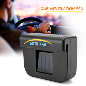 Onever Black Solar Sun Power Car Auto Fan Air Vehicle Vent Cool Cooler Ventilation System Radiator Fit for Fits Car Window