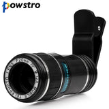 POWSTRO 12X Zoom Telescope Phone Camera Lens with Clip Universal Phone Lens For iPhone For Samsung For HTC Other Mobile Phones