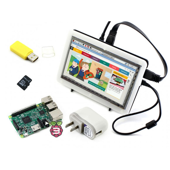 Micro PC Hot Raspberry Pi 3 Model B with 7inch HDMI LCD+16GB Micro SD card+Bicolor case + Power Adapter=Raspberry Pi 3 B Pack F