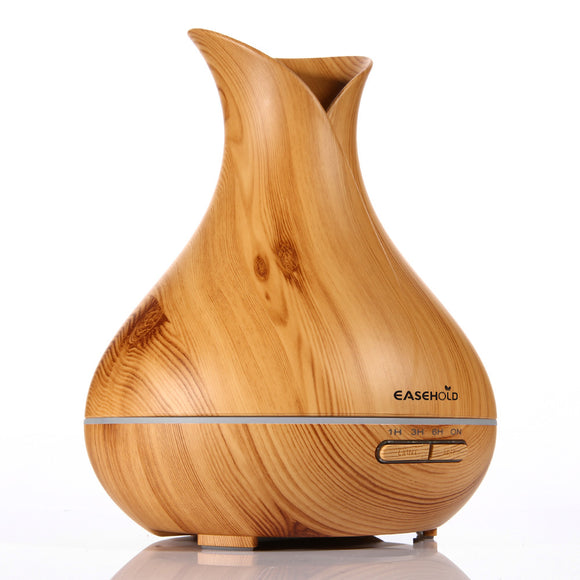 400ml Air Purifier Ultrasonic Aromatherapy Humidifier with Whole Wood Grain and Colorful Lights
