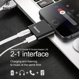 For iPhone X 8 7 Splitters, Baseus Aux Audio USB Cable Connector 2 in 1 Earphone Headphone Adapter For iPhone X 8 7 Plus