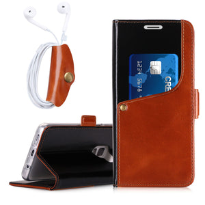 Galaxy S9 Case, FYY [Luxurious Genuine Cowhide Leather] Wallet Case with [Free Earphone Case] for Samsung Galaxy S9