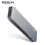 Rock 6 in 1 Usb Hub All in 1 Converter USB-C to HDMI 4K SD TF Card Reader for MacBook/Pro Type C HUB USB 3.0 5Gbps Aluminum