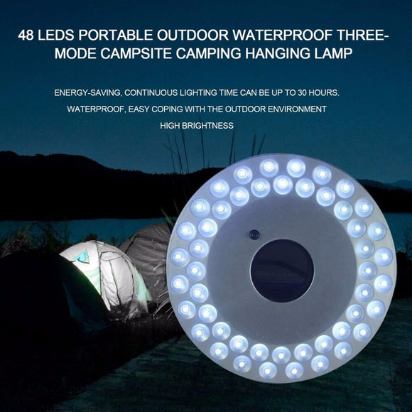 OUTAD 48 LED Portable Outdoor Camping Light UFO Tent Lamp Waterproof Night Hiking Lantern with Hanger Power By 4*AA Battery