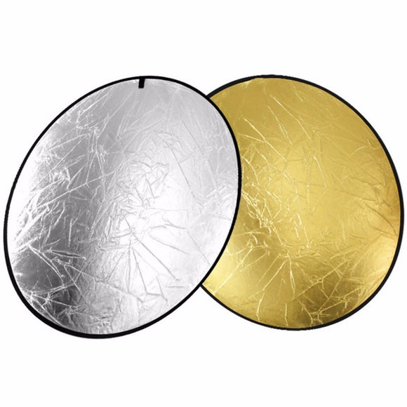 60cm 2 in 1 Light Reflector Portable Foldable Collapsible Disc Photography Reflector Gold & Silver for Portrait Photography